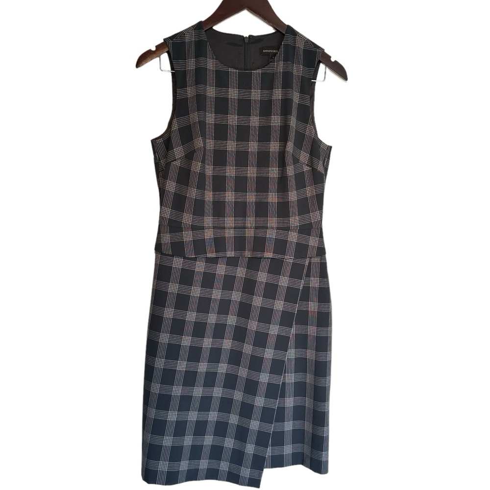 Banana Republic Petite Windowpane Sheath Dress Size 4